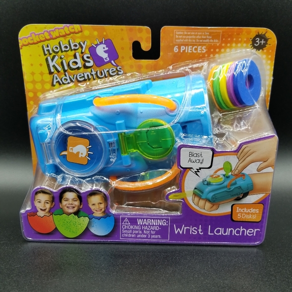 Hobby Kids Adventures Wrist Launcher Disk Launcher w/6 Disk Kids Toy 3+ New - Picture 1 of 6